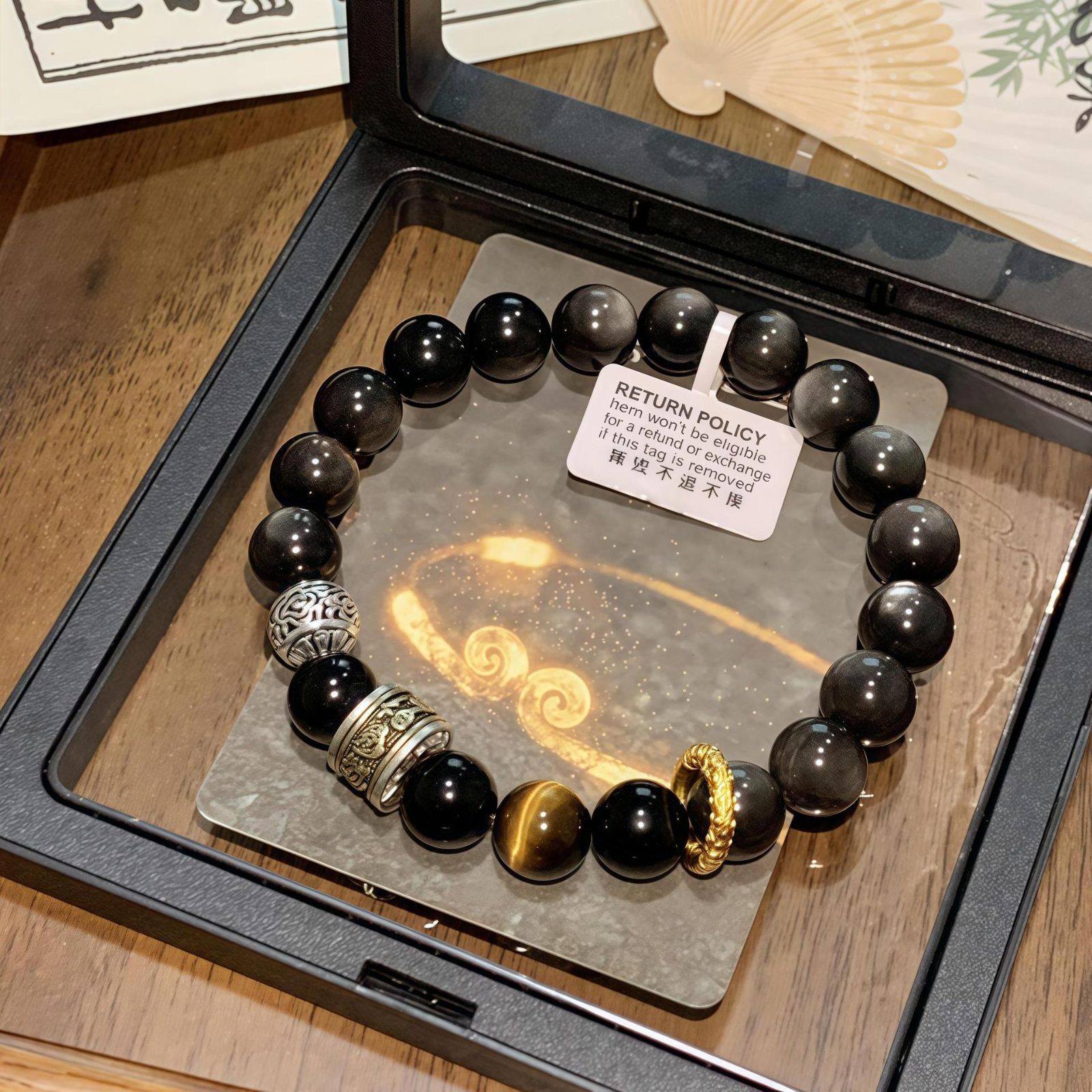 Obsidian & Silver Obsidian Luck — Crystal Decor product photo 1