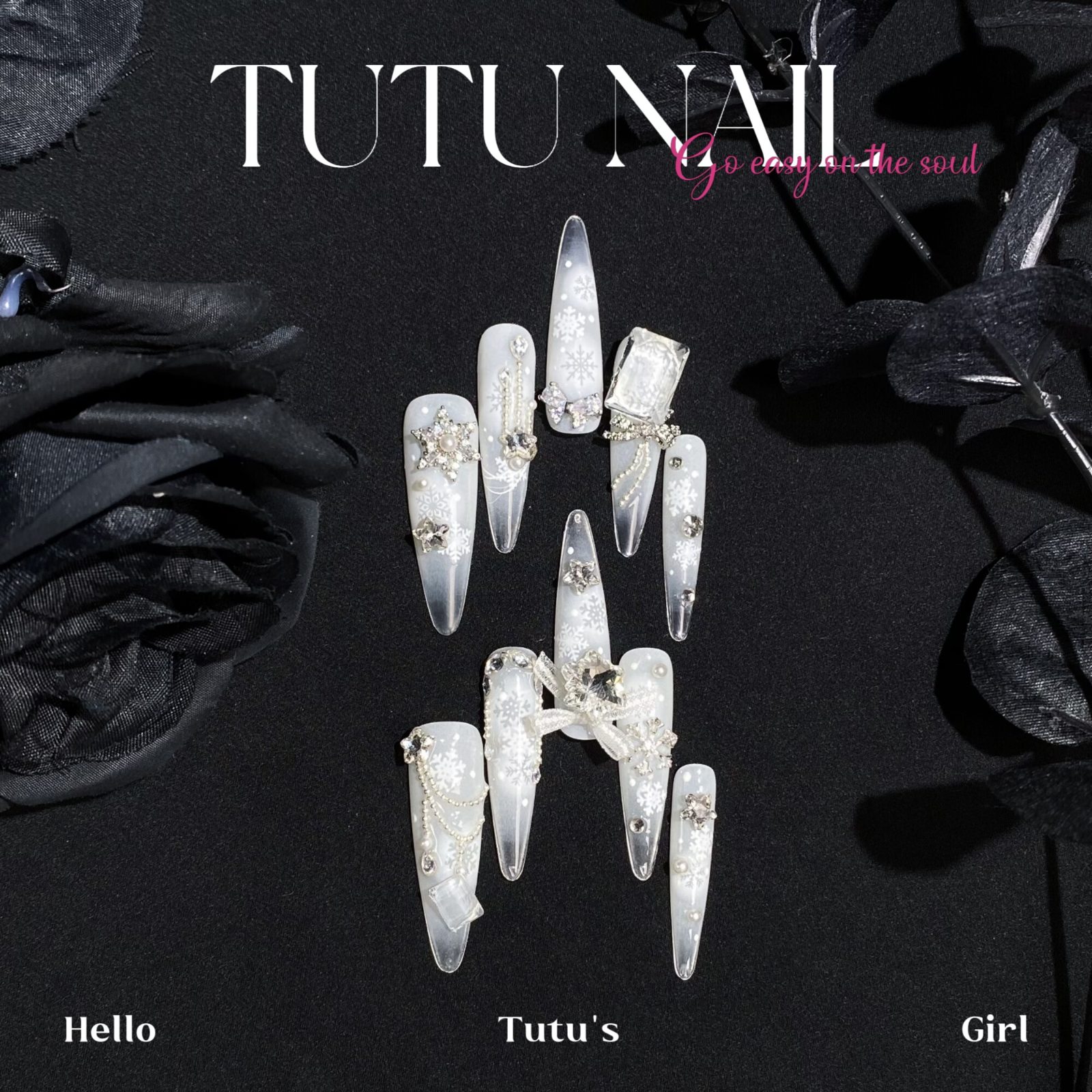 White Love Song — High-End Press On Nails product photo 1