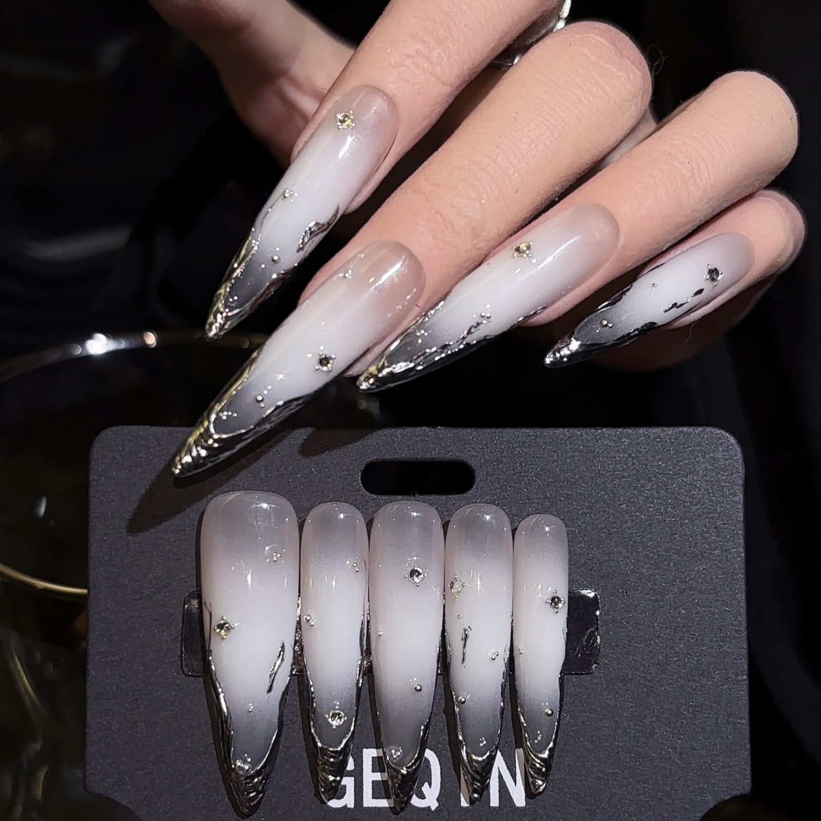 Melting Silver — High-End Press On Nails product photo 1